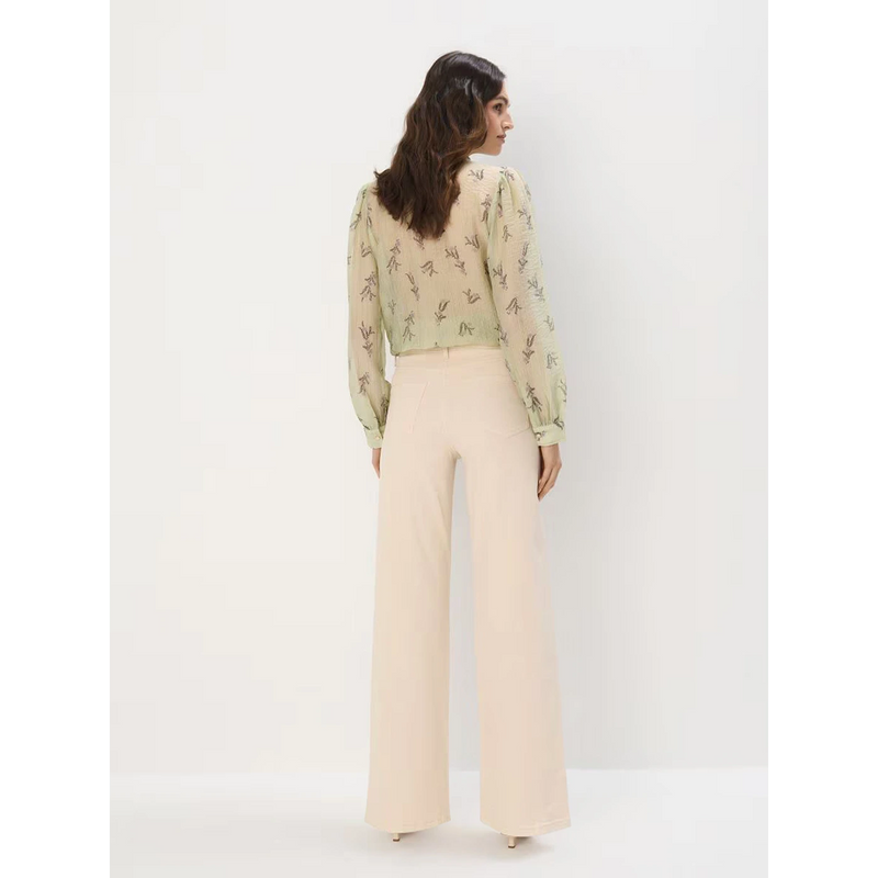 Beige-White Wide Leg Jeans | Montivo Pakistan