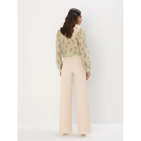Beige-White Wide Leg Jeans | Montivo Pakistan
