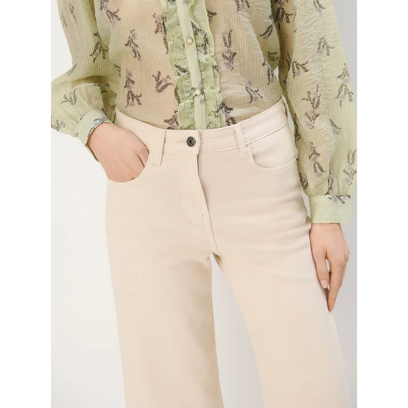 Beige-White Wide Leg Jeans | Montivo Pakistan