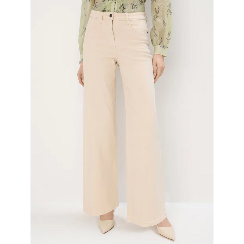 Beige-White Wide Leg Jeans | Montivo Pakistan