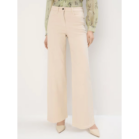 Beige-White Wide Leg Jeans | Montivo Pakistan