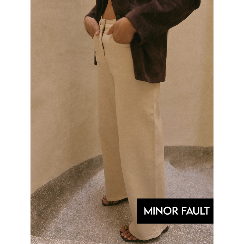 (Minor Fault) Beige Wide Leg Jeans | Montivo Pakistan