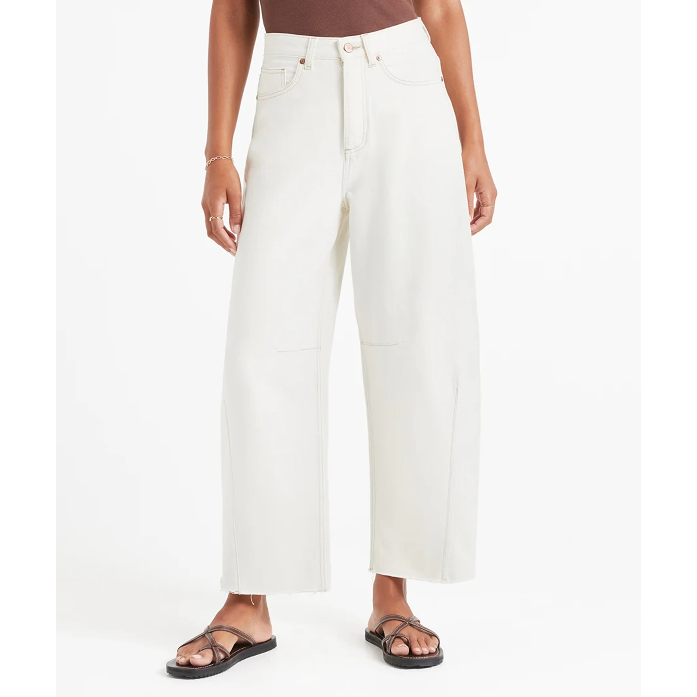 Ecru Barrel Jeans | Montivo Pakistan