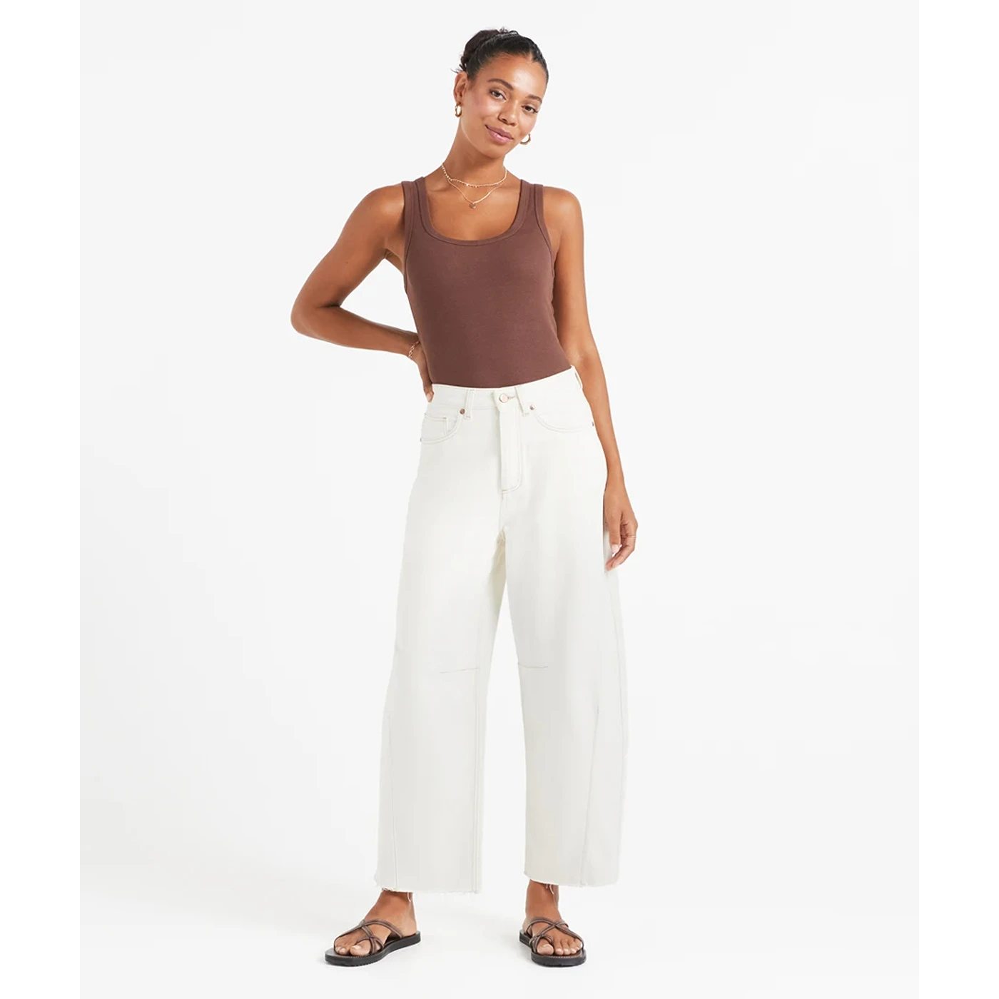 Ecru Barrel Jeans | Montivo Pakistan