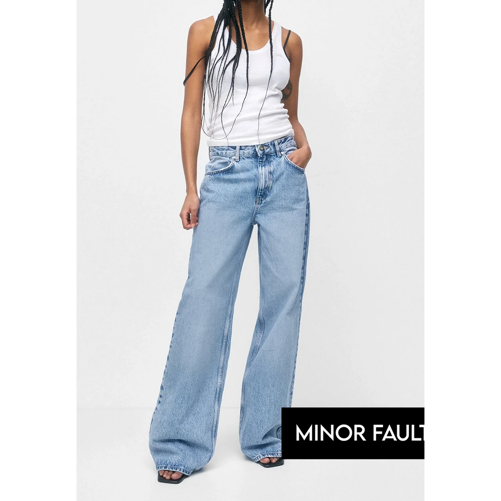 (Minor Fault) Light Blue Acid Wash Wide Leg Jeans | Montivo Pakistan