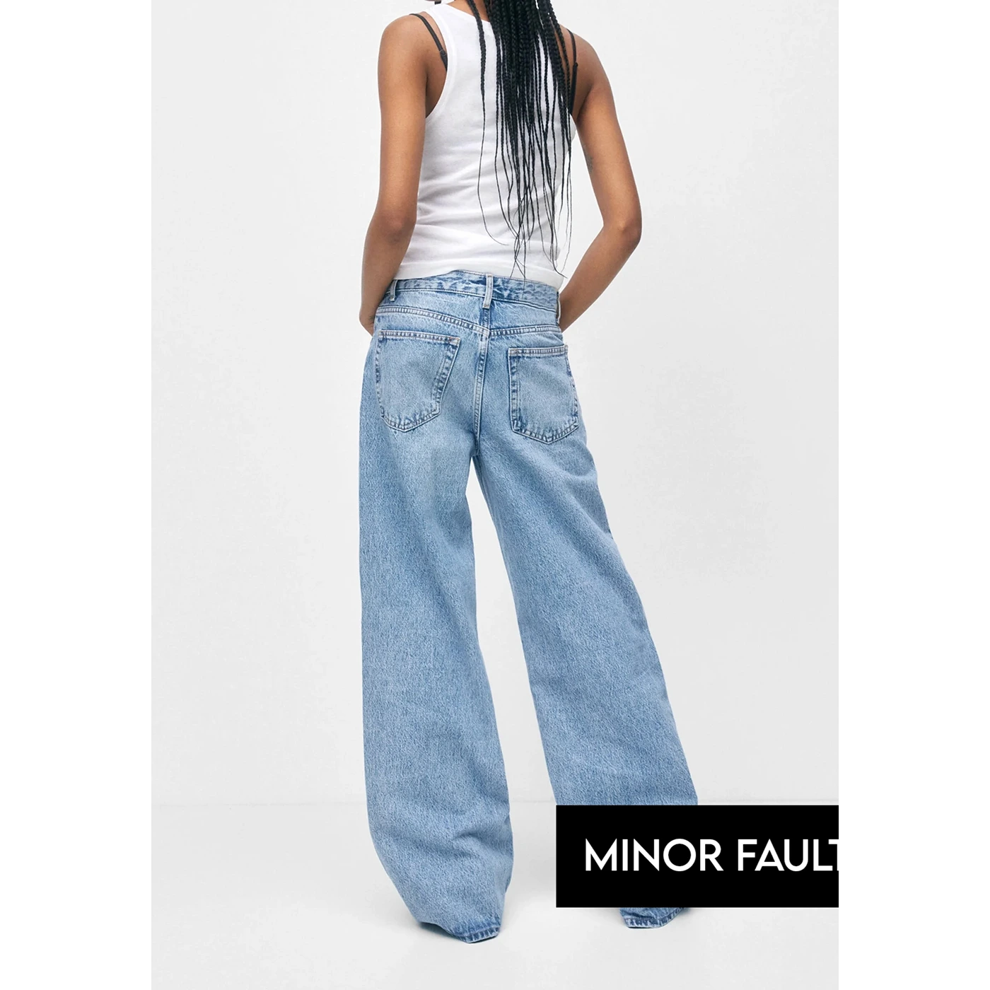 (Minor Fault) Light Blue Acid Wash Wide Leg Jeans | Montivo Pakistan