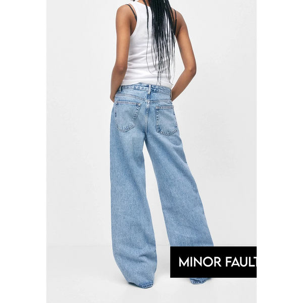 (Minor Fault) Light Blue Acid Wash Wide Leg Jeans | Montivo Pakistan