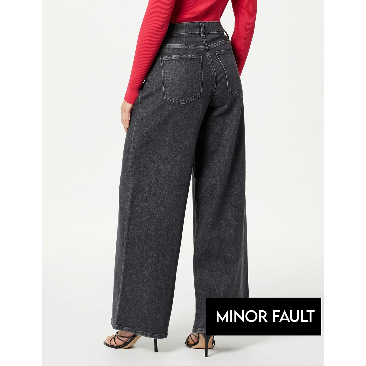 (Minor Fault) Charcoal Wide Leg Jeans | Montivo Pakistan