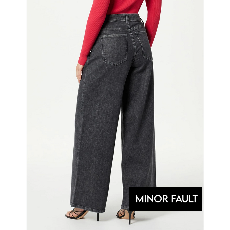 (Minor Fault) Charcoal Wide Leg Jeans | Montivo Pakistan