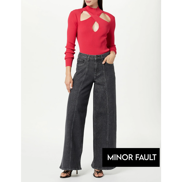 (Minor Fault) Charcoal Wide Leg Jeans | Montivo Pakistan
