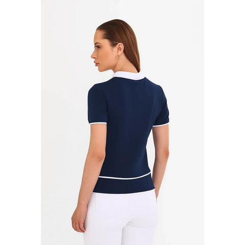 Navy Short-Sleeves Contrast Trim Shirt | Montivo Pakistan