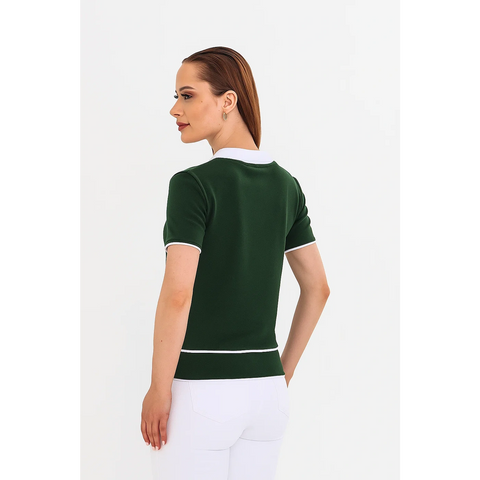 Green Short-Sleeves Contrast Trim Shirt | Montivo Pakistan