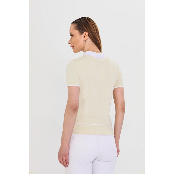 Off-White Short-Sleeves Contrast Trim Shirt | Montivo Pakistan