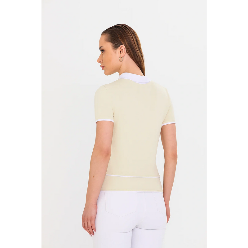 Off-White Short-Sleeves Contrast Trim Shirt | Montivo Pakistan