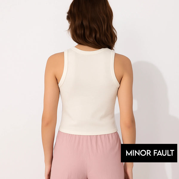 (Minor Fault) Ecru Ribbed Tank Top | Montivo Pakistan