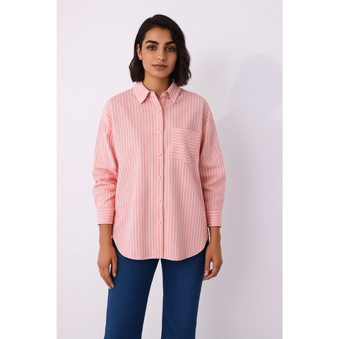 Pink Lining Oversized Shirt | Montivo Pakistan