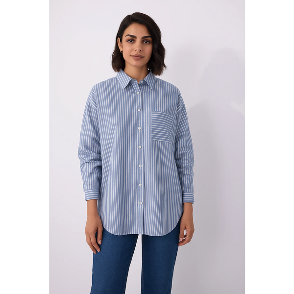 Light Blue Lining Oversized Shirt | Montivo Pakistan