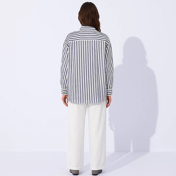 Navy Lining Oversized Shirt