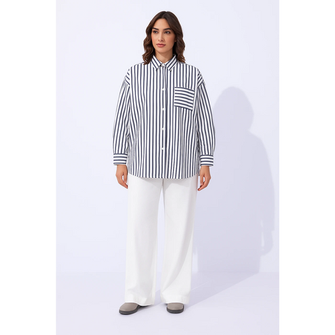 Navy Lining Oversized Shirt | Montivo Pakistan
