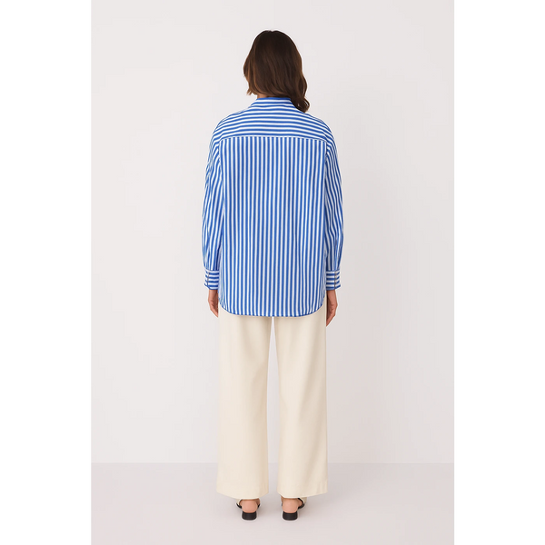Royal Blue Lining Oversized Shirt | Montivo Pakistan