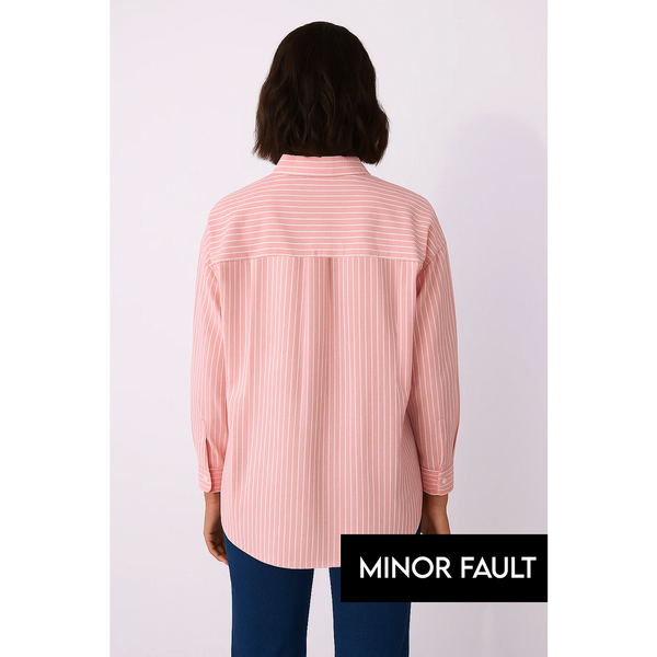 (Minor Fault) Pink Lining Oversized Shirt | Montivo Pakistan