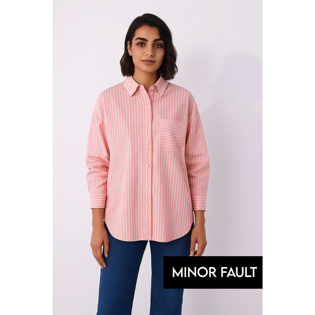 (Minor Fault) Pink Lining Oversized Shirt | Montivo Pakistan