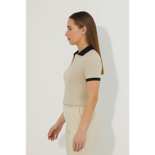 Beige Contrast Textured Polo | Montivo Pakistan