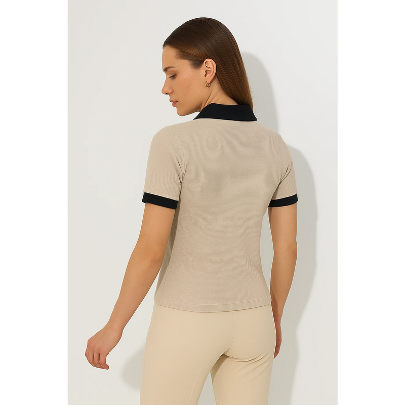 Beige Contrast Textured Polo | Montivo Pakistan