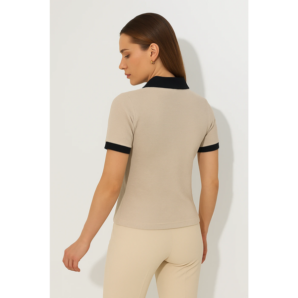 Beige Contrast Textured Polo | Montivo Pakistan