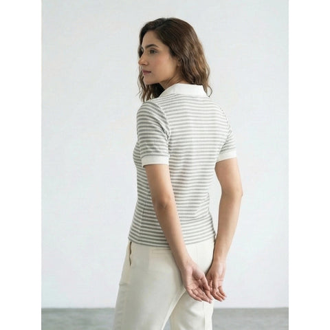 Stripes Waffle Contrast Textured Polo | Montivo Pakistan
