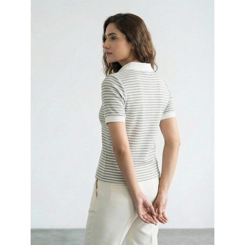 Stripes Waffle Contrast Textured Polo | Montivo Pakistan