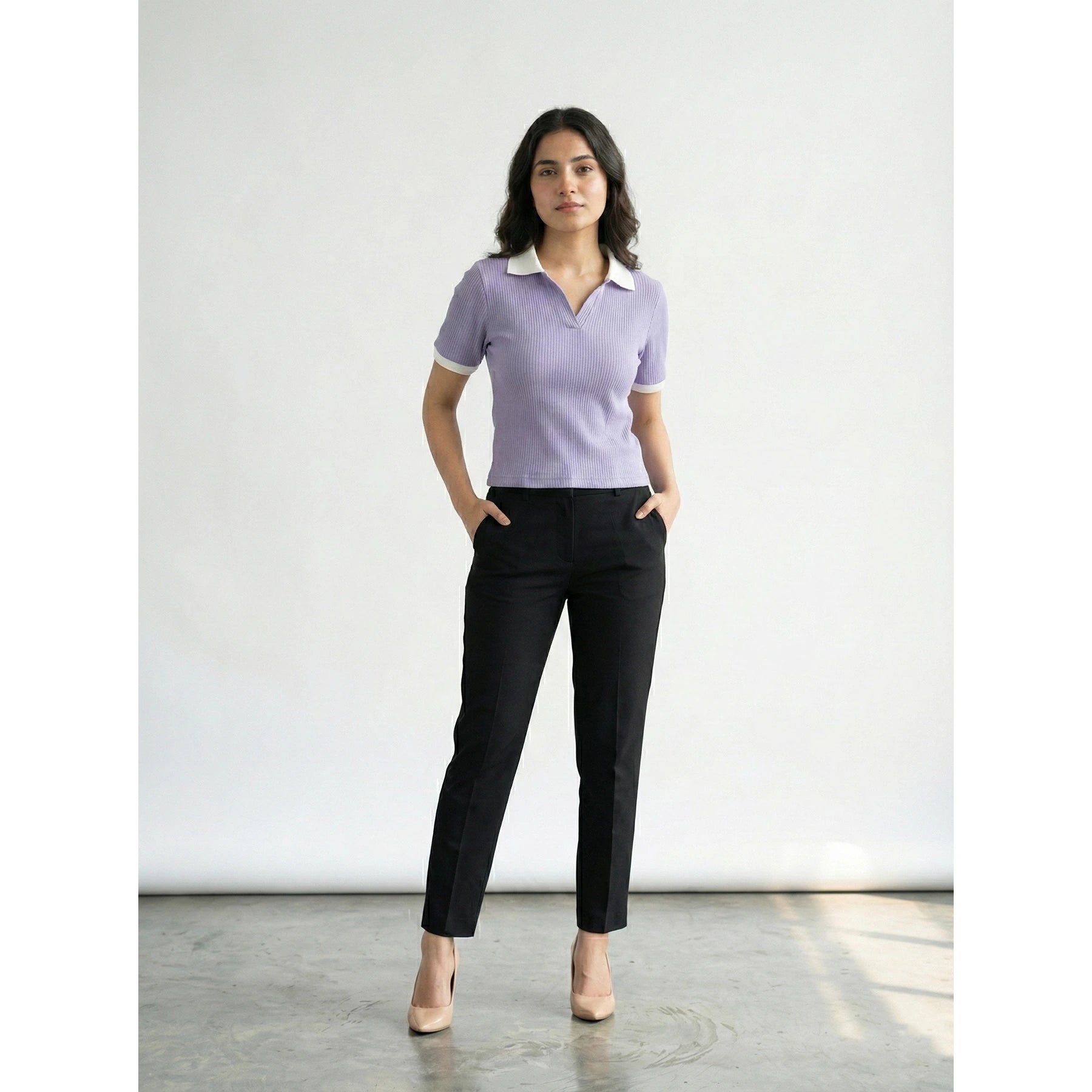 Lilac Drop Needle Contrast Polo | Montivo Pakistan