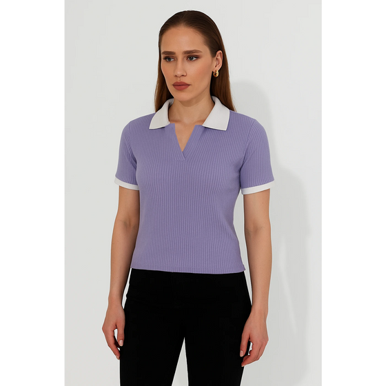 Lilac Drop Needle Contrast Polo | Montivo Pakistan