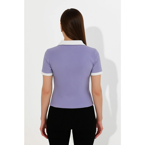 Lilac Drop Needle Contrast Polo | Montivo Pakistan
