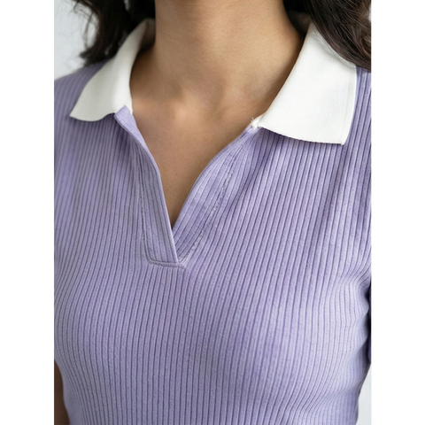 Lilac Drop Needle Contrast Polo | Montivo Pakistan