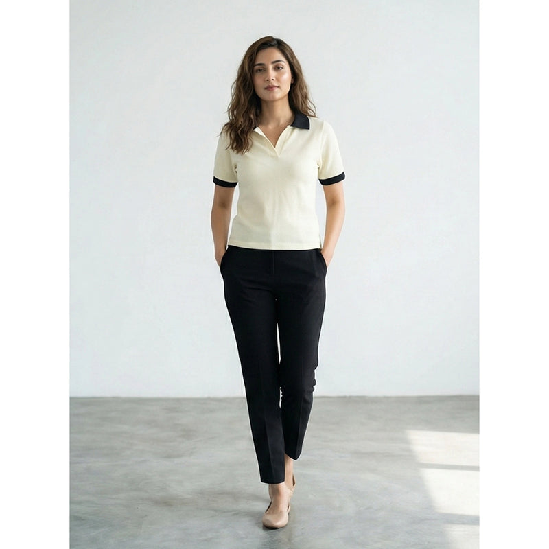 Light Yellow Waffle Contrast Textured Polo | Montivo Pakistan