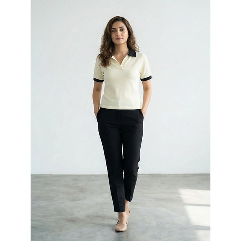 Light Yellow Waffle Contrast Textured Polo | Montivo Pakistan