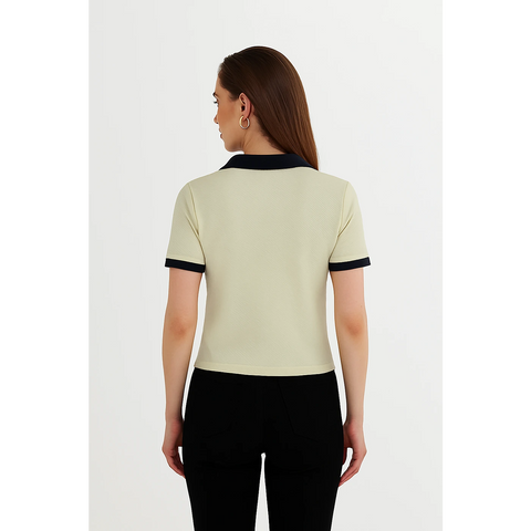 Light Yellow Waffle Contrast Textured Polo | Montivo Pakistan