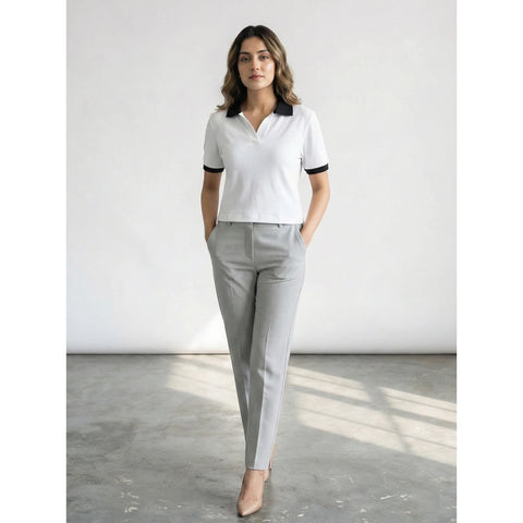 White Waffle Contrast Textured Polo | Montivo Pakistan