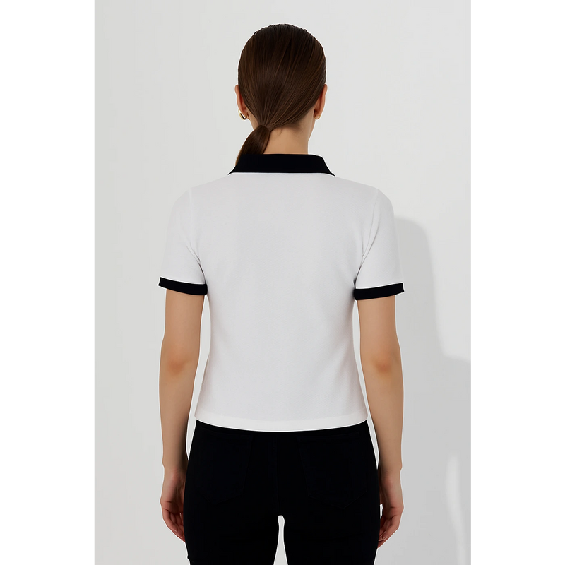 White Waffle Contrast Textured Polo | Montivo Pakistan