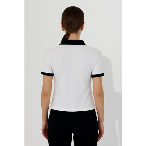 White Waffle Contrast Textured Polo | Montivo Pakistan