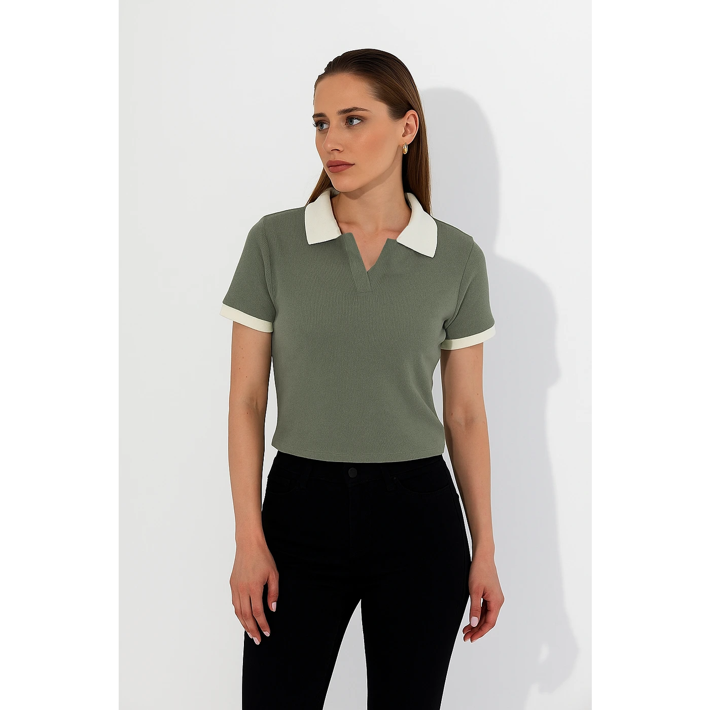 Green Waffle Contrast Textured Polo | Montivo Pakistan