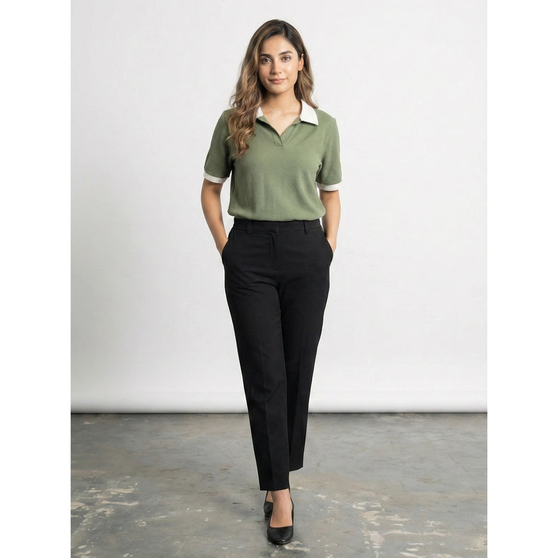 Green Waffle Contrast Textured Polo | Montivo Pakistan