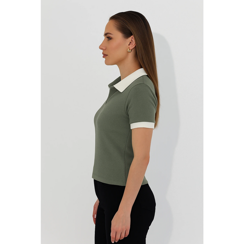 Green Waffle Contrast Textured Polo | Montivo Pakistan