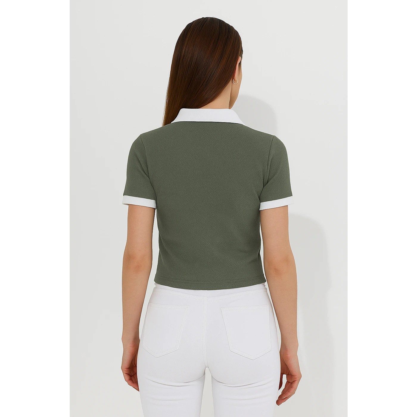 Green Waffle Contrast Textured Polo | Montivo Pakistan