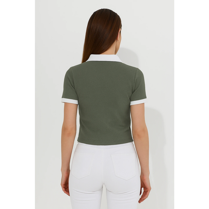 Green Waffle Contrast Textured Polo | Montivo Pakistan