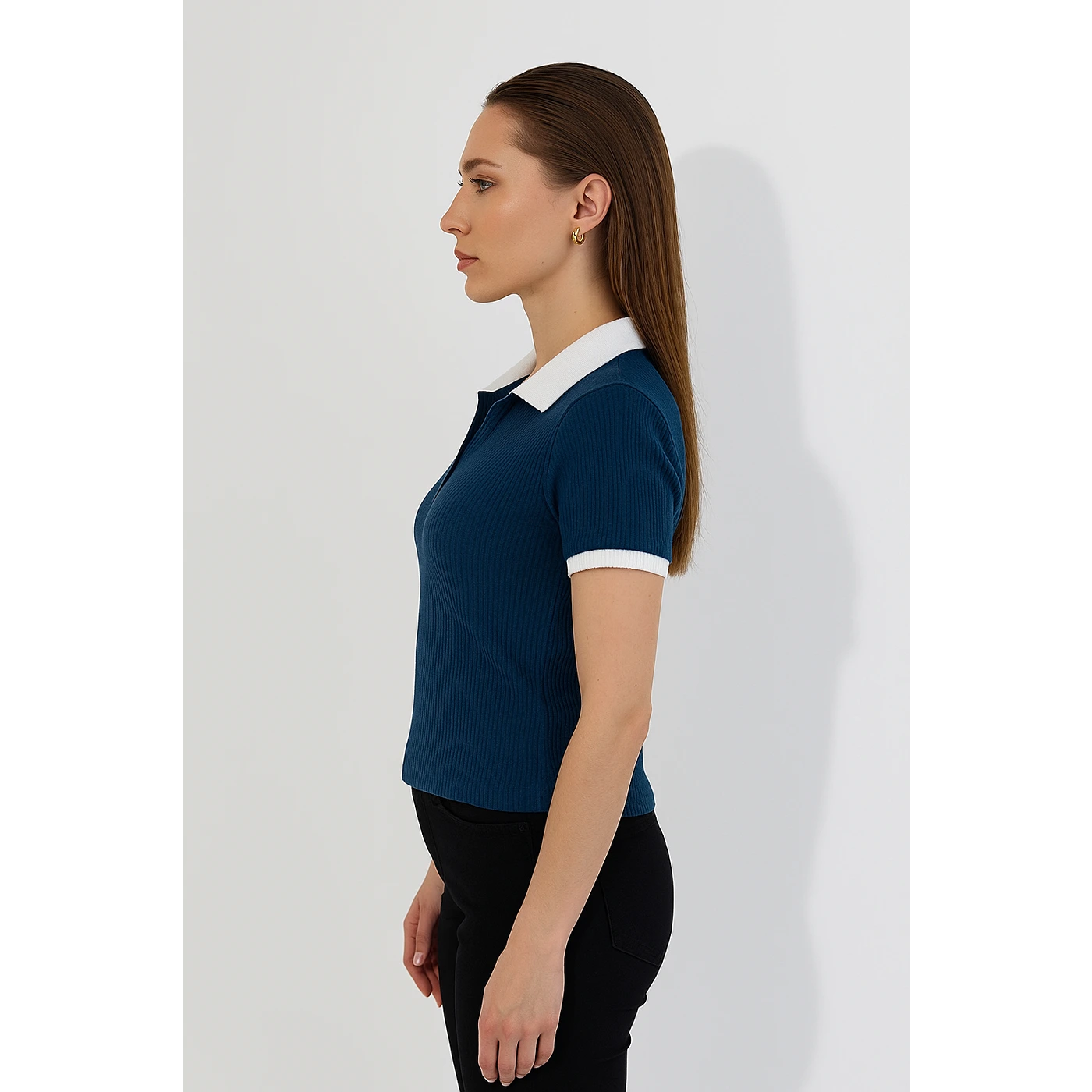 Teal Blue Waffle Contrast Textured Polo | Montivo Pakistan