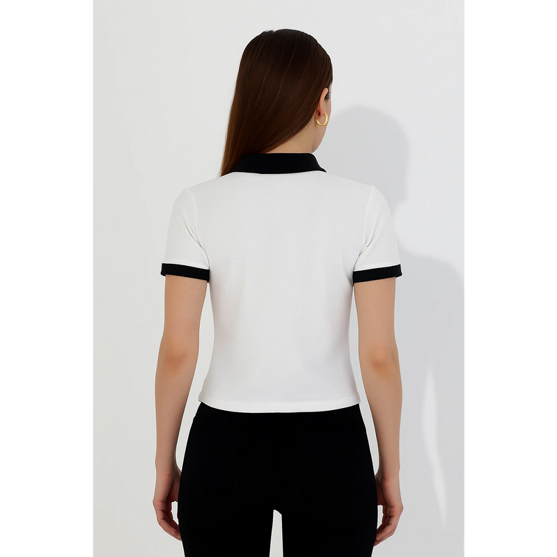 White Zipper Waffle Contrast Polo | Montivo Pakistan