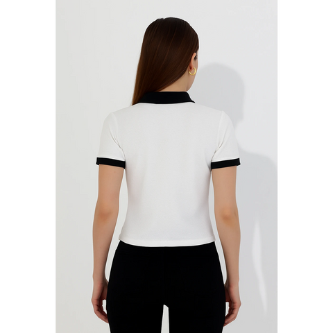 White Zipper Waffle Contrast Polo | Montivo Pakistan