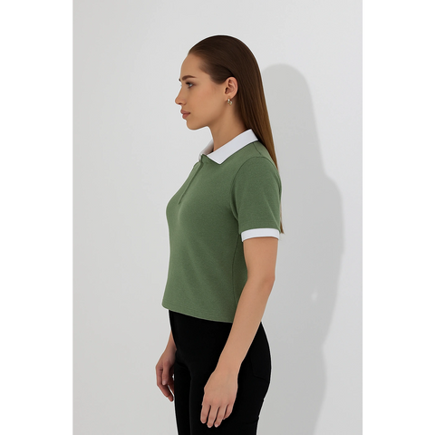 Olive Zipper Waffle Contrast Polo | Montivo Pakistan